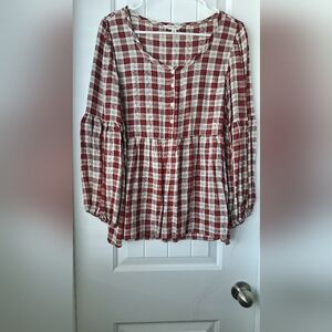 Red Plaid Women's Top